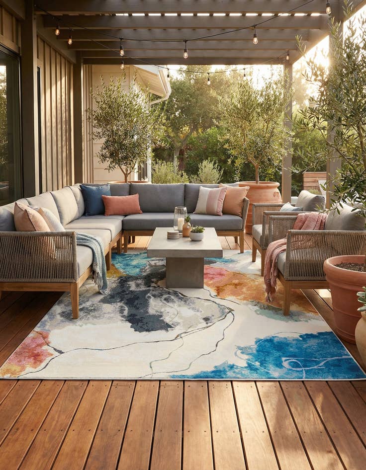 Detail image of 7' 10 x 10'  Washable Modern Indoor / Outdoor Rug