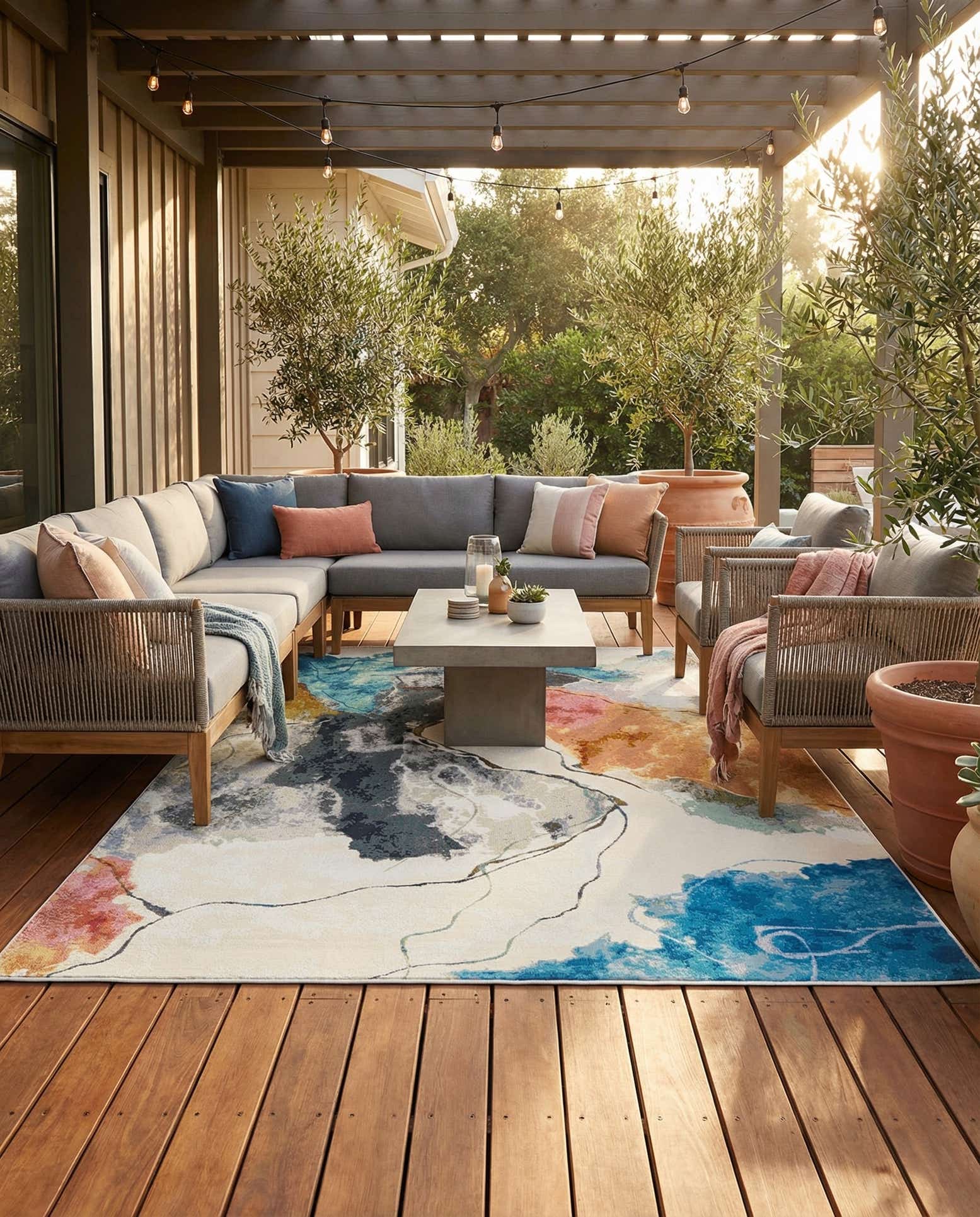 7' 10 x 10' Easy-Clean Modern Indoor / Outdoor Rug