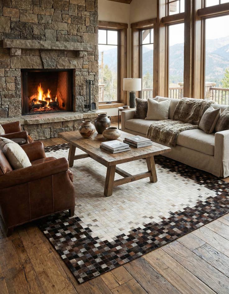 Detail image of 6' 8 x 9' 8 Cowhide Stocks Rug