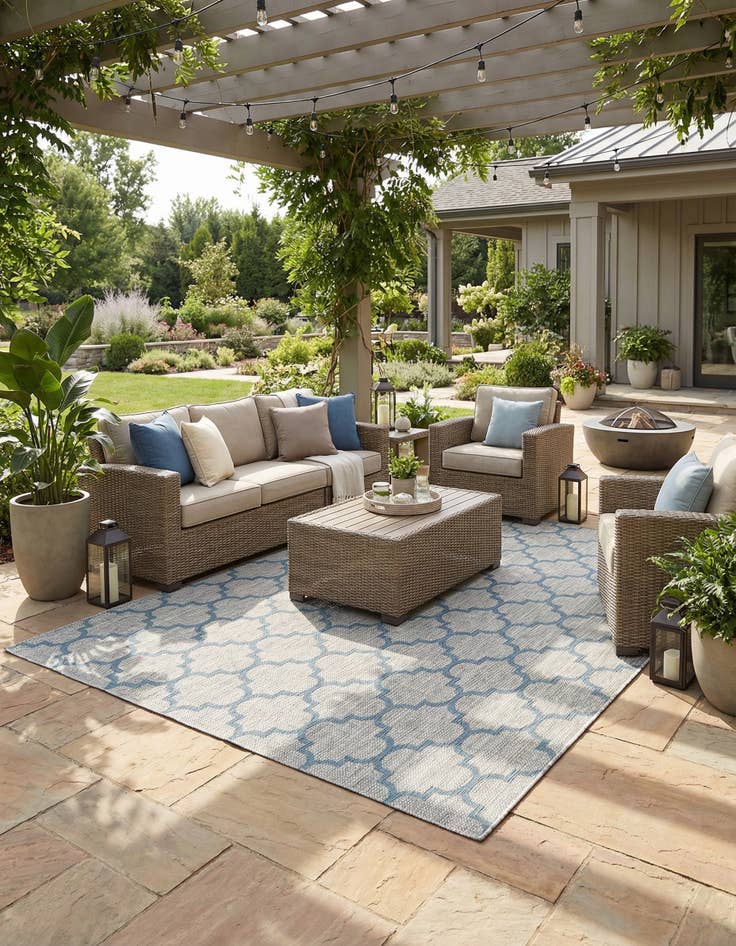 Detail image of 9' x 12'  Washable Trellis Indoor / Outdoor Rug