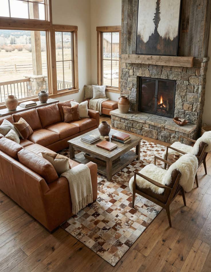 Detail image of 8' x 10' Cowhide Leather Rug