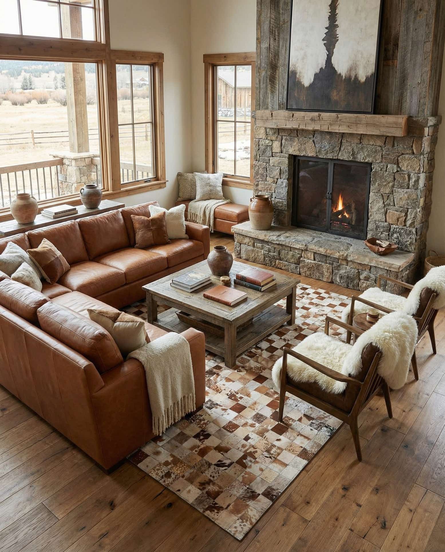 8' x 10' Cowhide Leather Rug