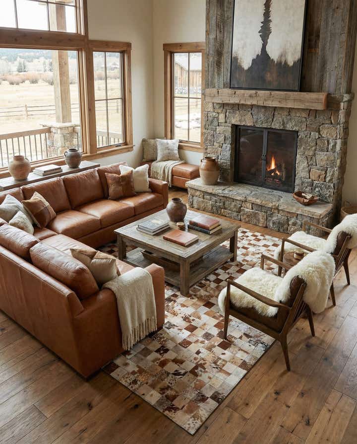 8' x 10' Cowhide Leather Rug