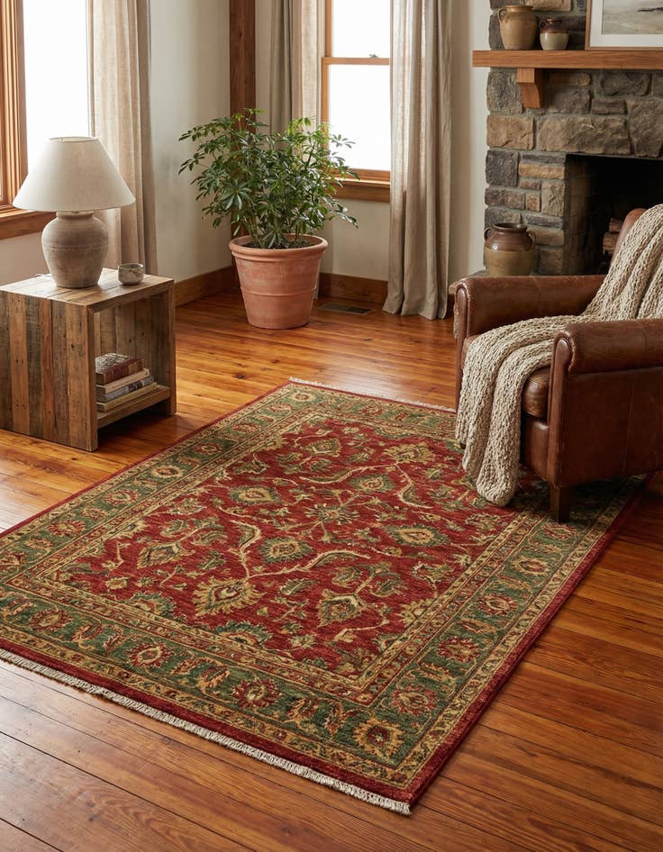 Detail image of 4' 2 x 5' 9  Hand Knotted Sumak Wool Rug