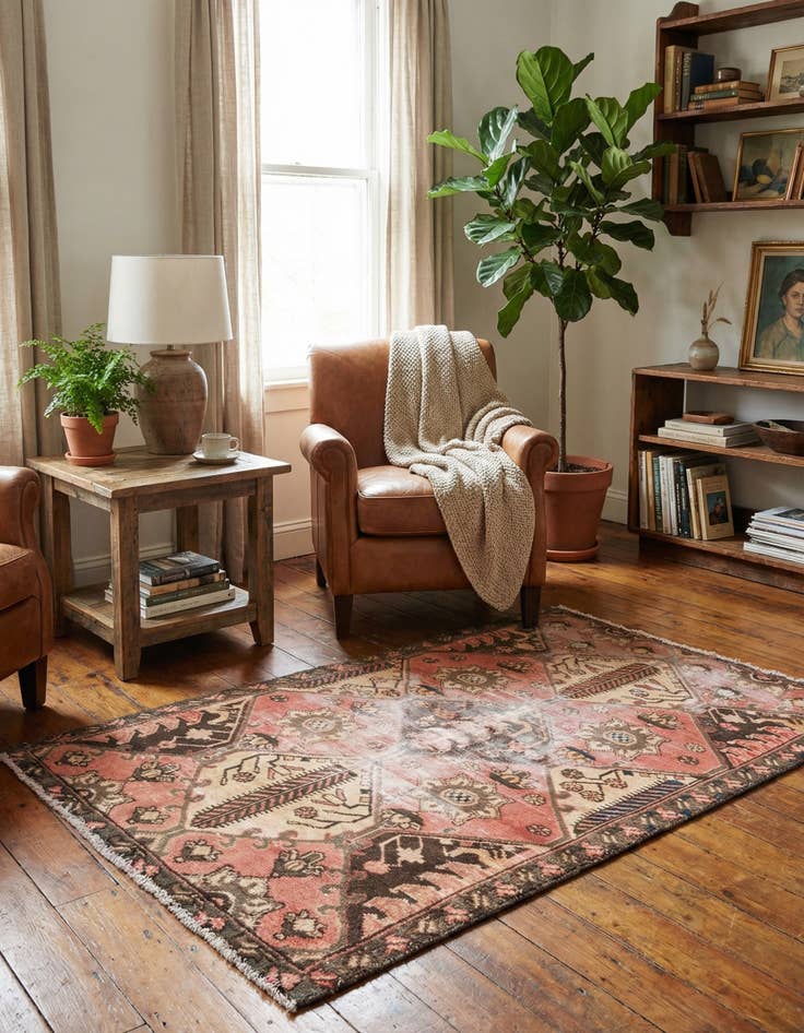 Detail image of  3' 4 x 5'  Hand Knotted Ultra Vintage Persian Wool Rug