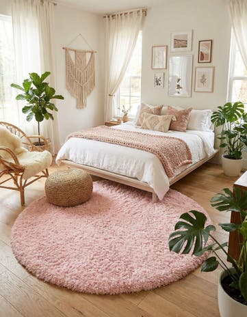 Pink Lace Infinity Shag Round Rug