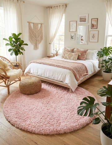 Pink Lace Infinity Shag Round Rug