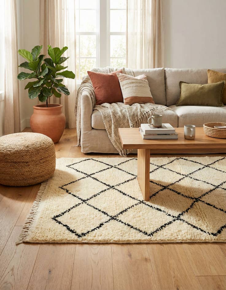 Detail image of 3' 6 x 4' 8  Hand Knotted Moroccan Wool Rug