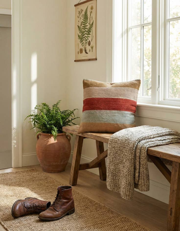 Detail image of 1' 5 x 1' 6  Hand Woven Pillow Wool Square Rug