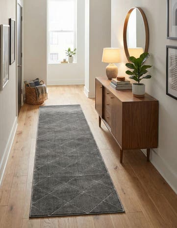 Gray and Silver Vogue Geo Runner Rug