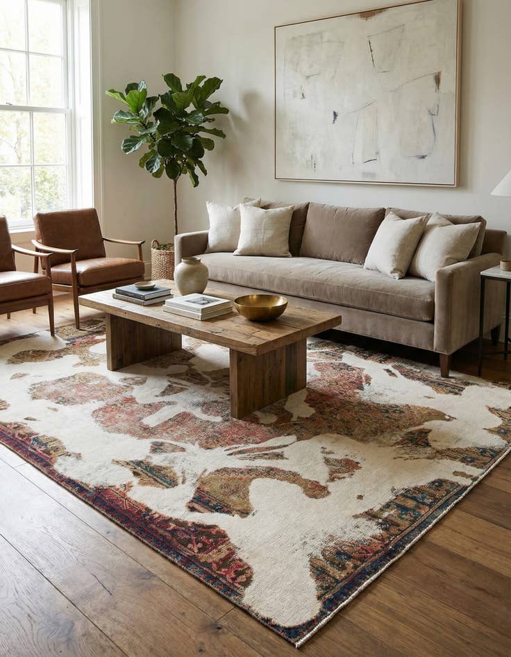 Detail image of 6' 4 x 9' 8  Hand Knotted Ultra Vintage Persian Wool Rug