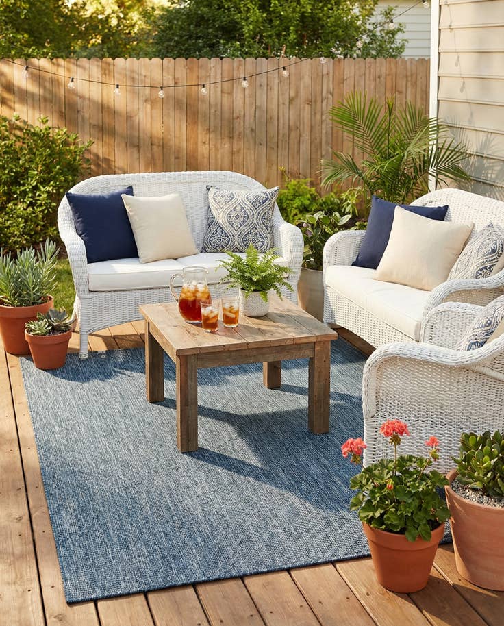 Detail image of 5' 3 x 7' Easy-Clean Solid Indoor / Outdoor Rug