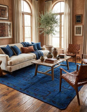 5' 6 x 6' 6 Hand Woven Kilim Suzani Wool Square Rug