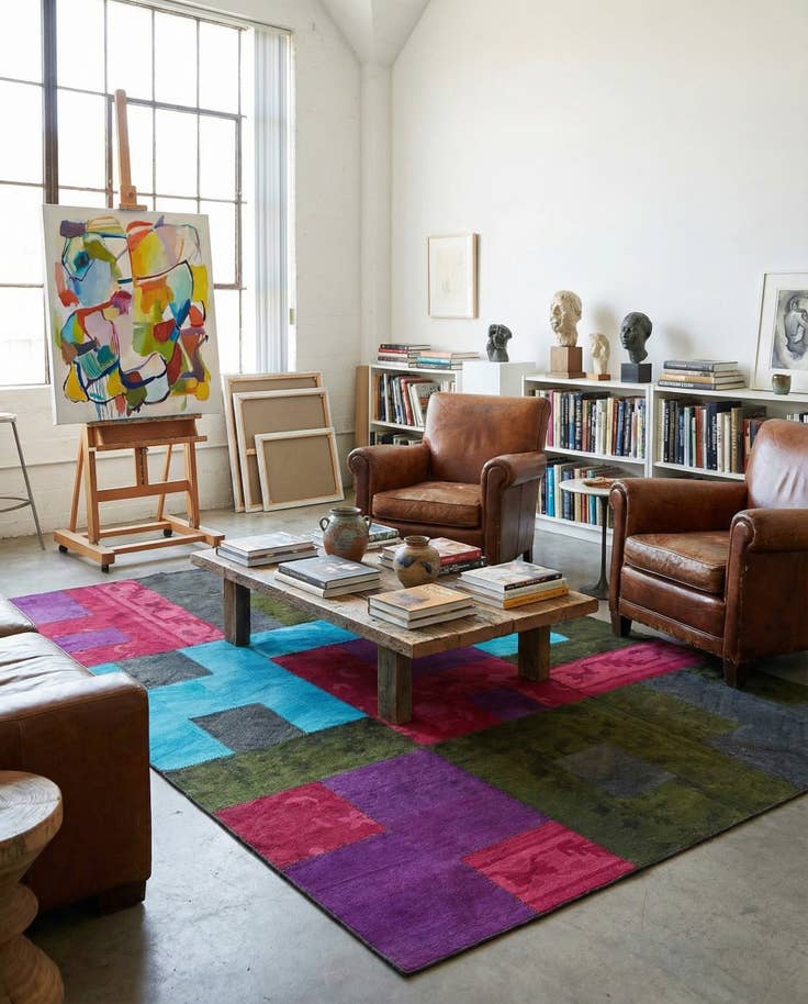 Detail image of 7' 2 x 10' Hand Woven Patchwork Wool Rug
