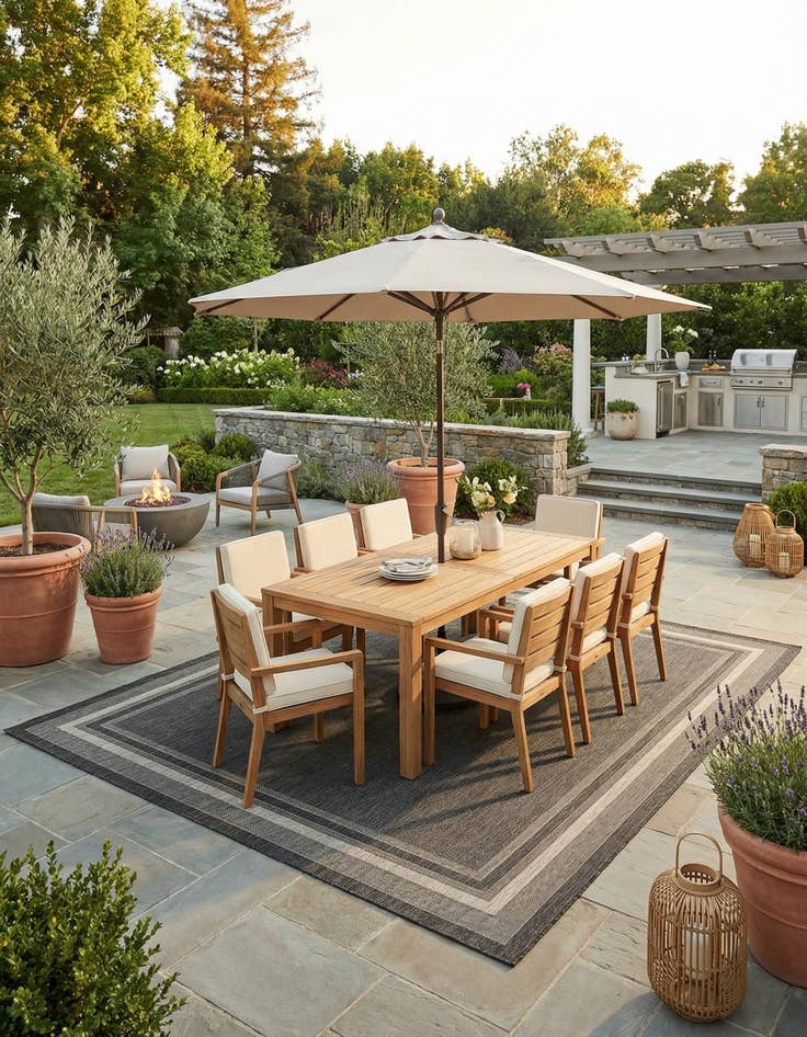 Detail image of  13' x 13'  Washable Border Indoor / Outdoor Square Rug