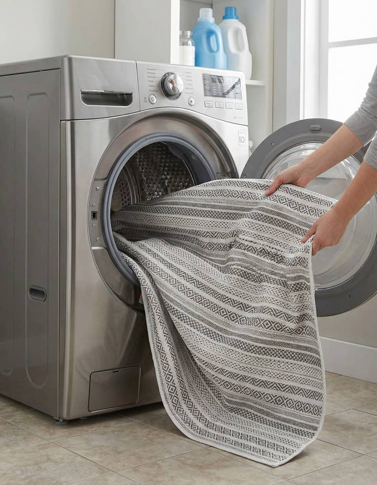 Detail image of 7' x 10'  Washable Striped Indoor / Outdoor Rug