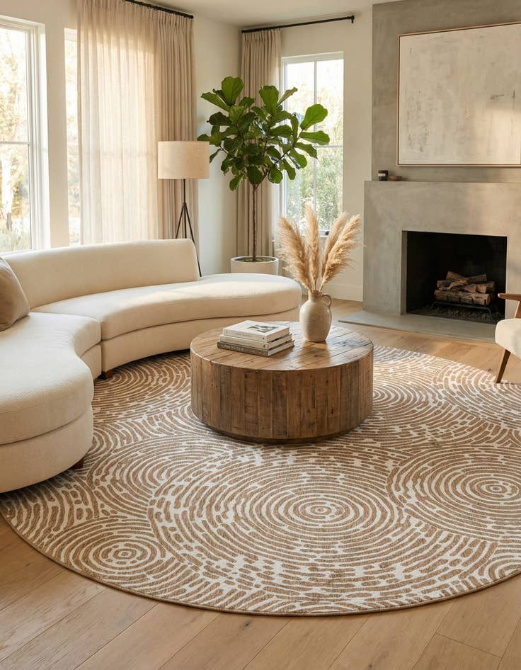 Detail image of 13' x 13' Easy-Clean Modern Indoor / Outdoor Round Rug