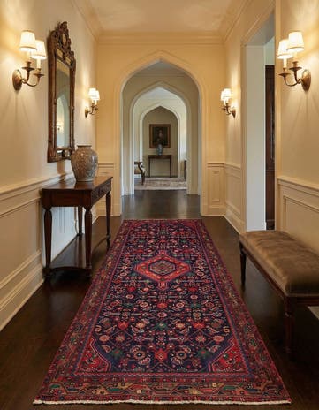 3' 10 x 9' 6 Hand Knotted Hossainabad Persian Wool Runner Rug