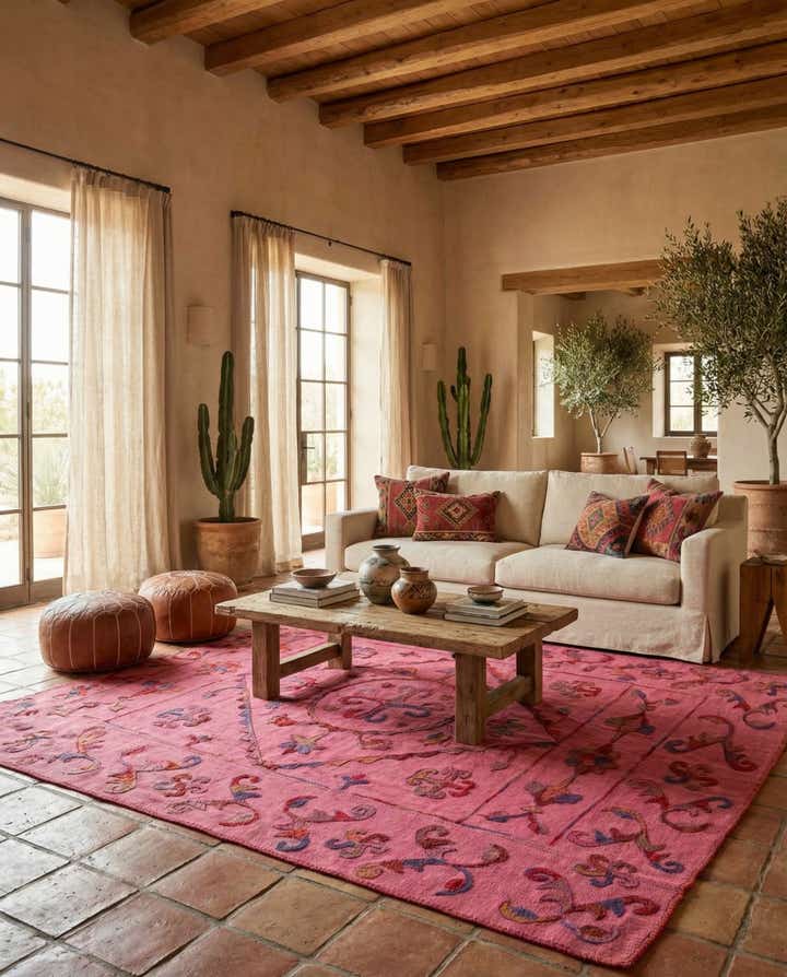 5' 6 x 7' 7 Hand Woven Kilim Suzani Wool Rug
