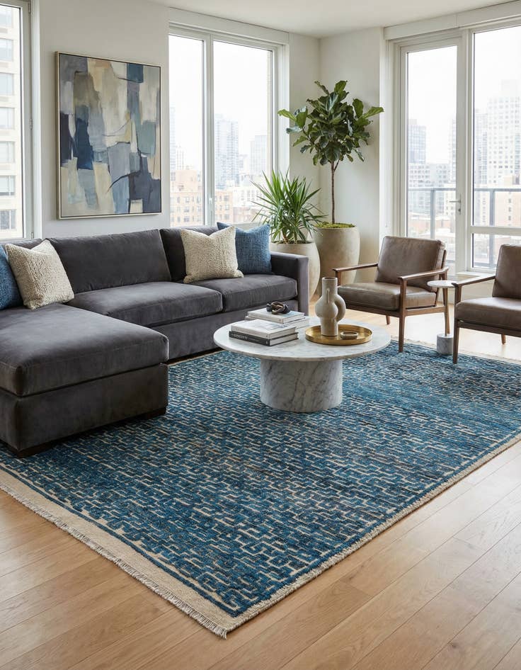 Detail image of  6' 8 x 9' 8  Hand Knotted Darya Wool Rug