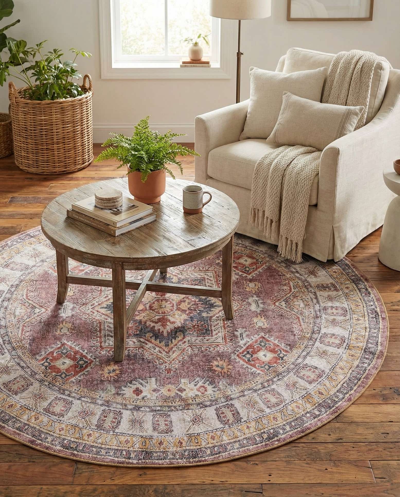 5' 1 x 5' 1 Washable Timeless Round Rug