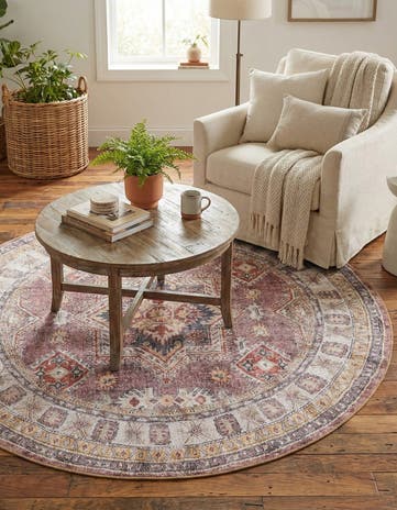 5' 1 x 5' 1 Washable Timeless Round Rug