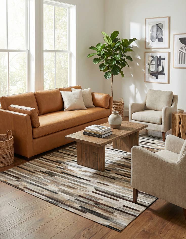 Detail image of 5' 1 x 7' 11 Cowhide Stocks Rug