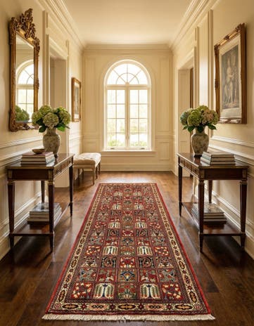 2' 6 x 6' 10 Hand Knotted Qom Persian Runner Rug