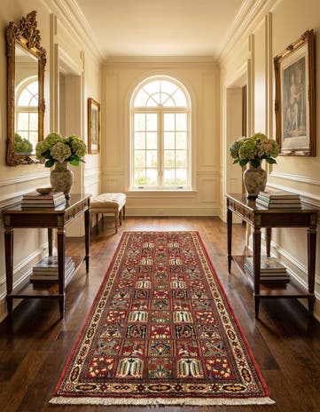 2' 6 x 6' 10 Hand Knotted Qom Persian Runner Rug