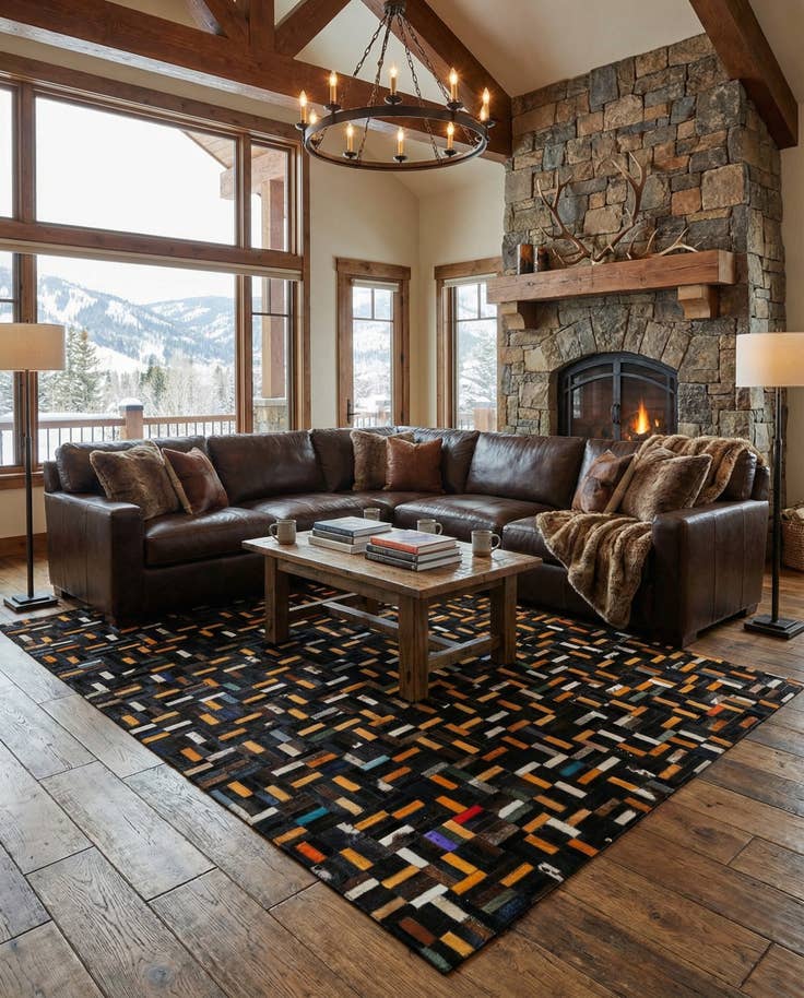 Detail image of 5' x 8' 1 Cowhide - Patchwork Rug
