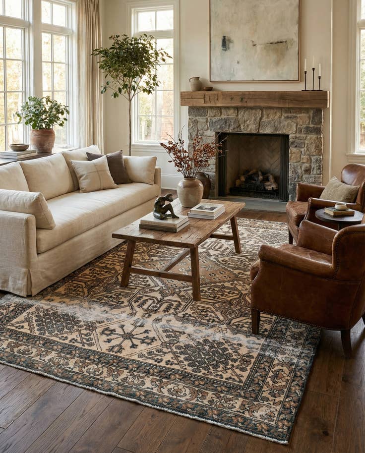 Detail image of 6' 6 x 9' 4 Hand Knotted Ultra Vintage Persian Wool Rug