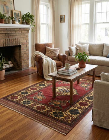 4' 2 x 6' 2 Hand Knotted Sumak Wool Rug