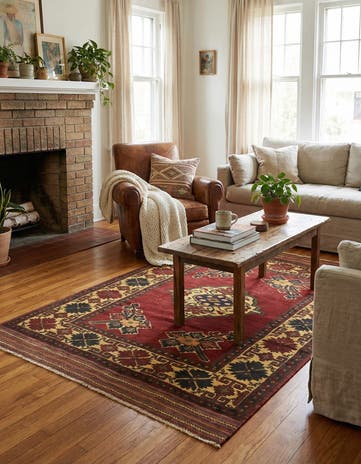 4' 2 x 6' 2 Hand Knotted Sumak Wool Rug