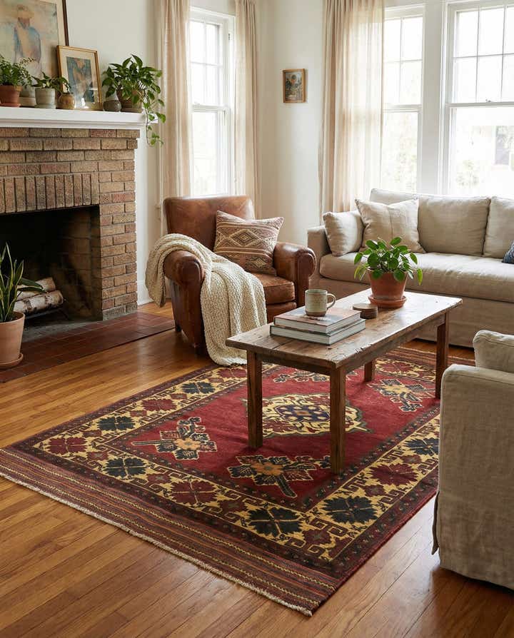 4' 2 x 6' 2 Hand Knotted Sumak Wool Rug