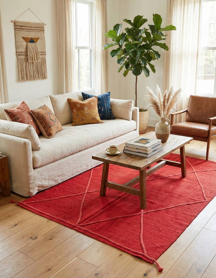 Detail image of 5' 7 x 7' 7  Hand Knotted Moroccan Wool Rug