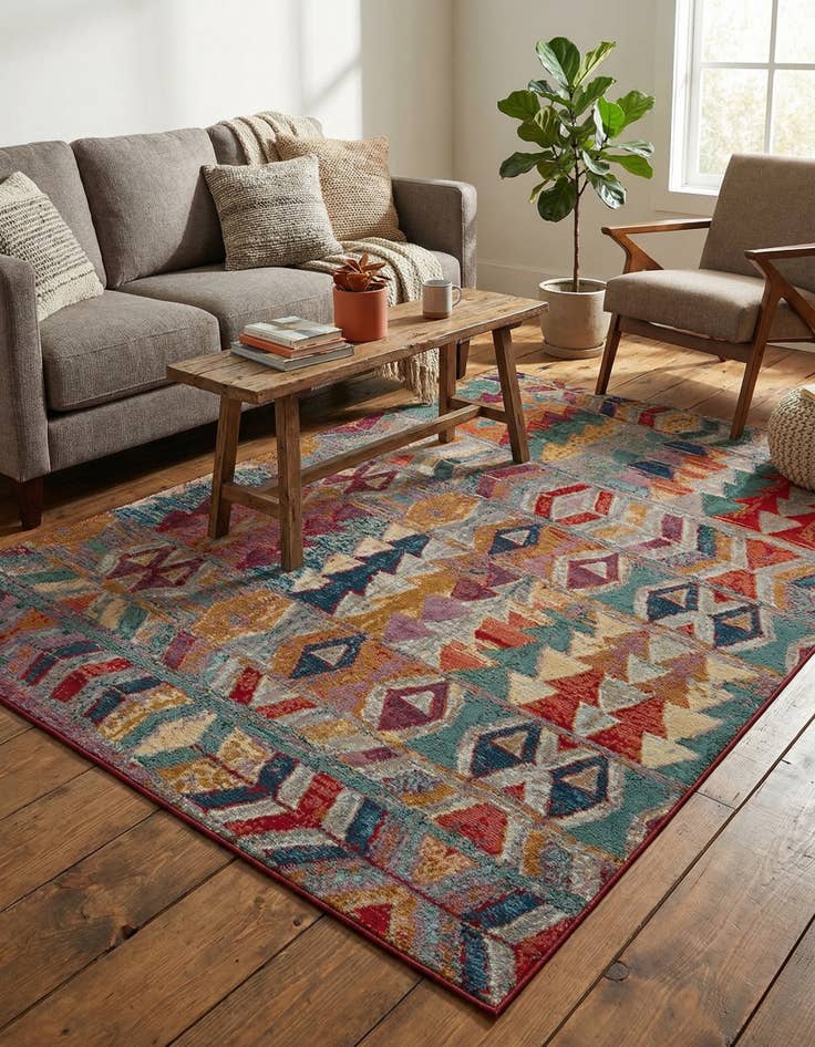 Detail image of  7' x 10'  Washable Modern Indoor / Outdoor Rug