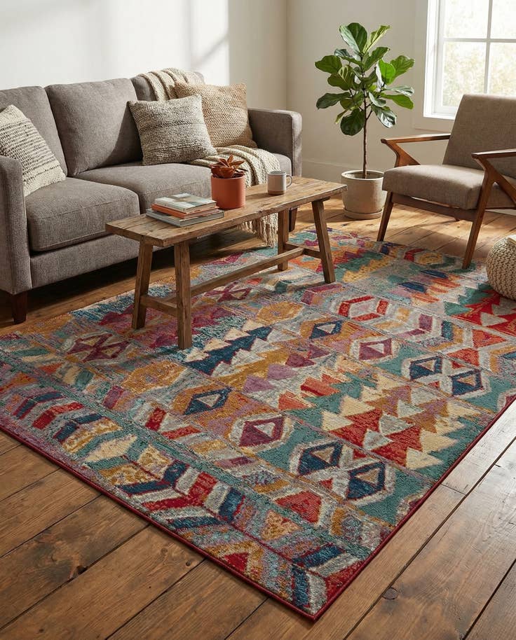 Detail image of 7' x 10' Easy-Clean Modern Indoor / Outdoor Rug