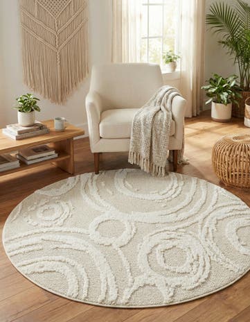 Ivory Boho Round Rug