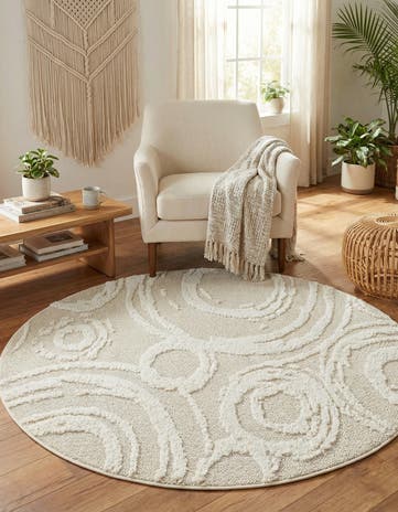 Ivory Boho Round Rug