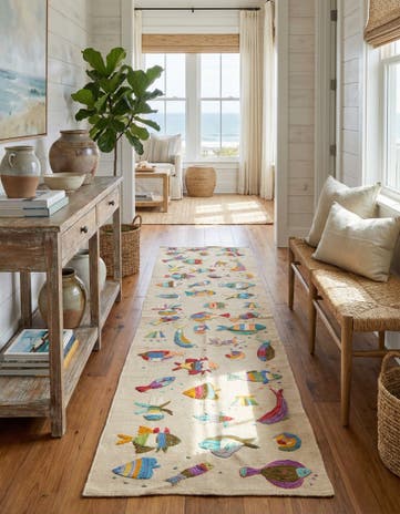 2' 3 x 9' 5 Hand Woven Kilim Suzani Wool Runner Rug