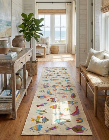 2' 3 x 9' 5 Hand Woven Kilim Suzani Wool Runner Rug