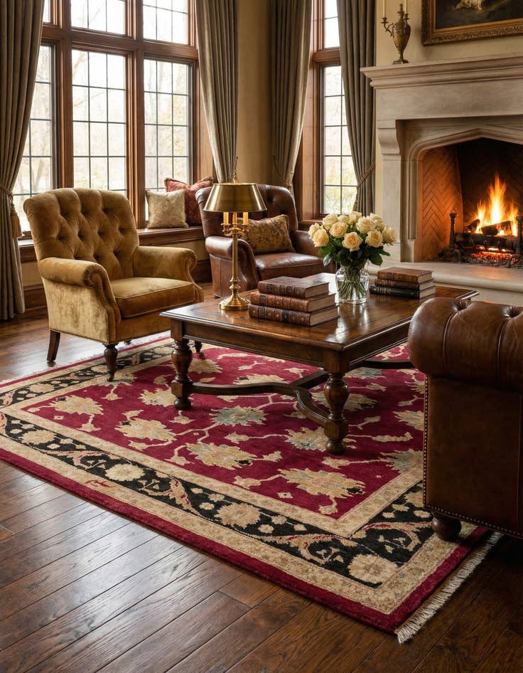 Detail image of 5' 3 x 7' 9  Hand Knotted Ziegler Wool Rug