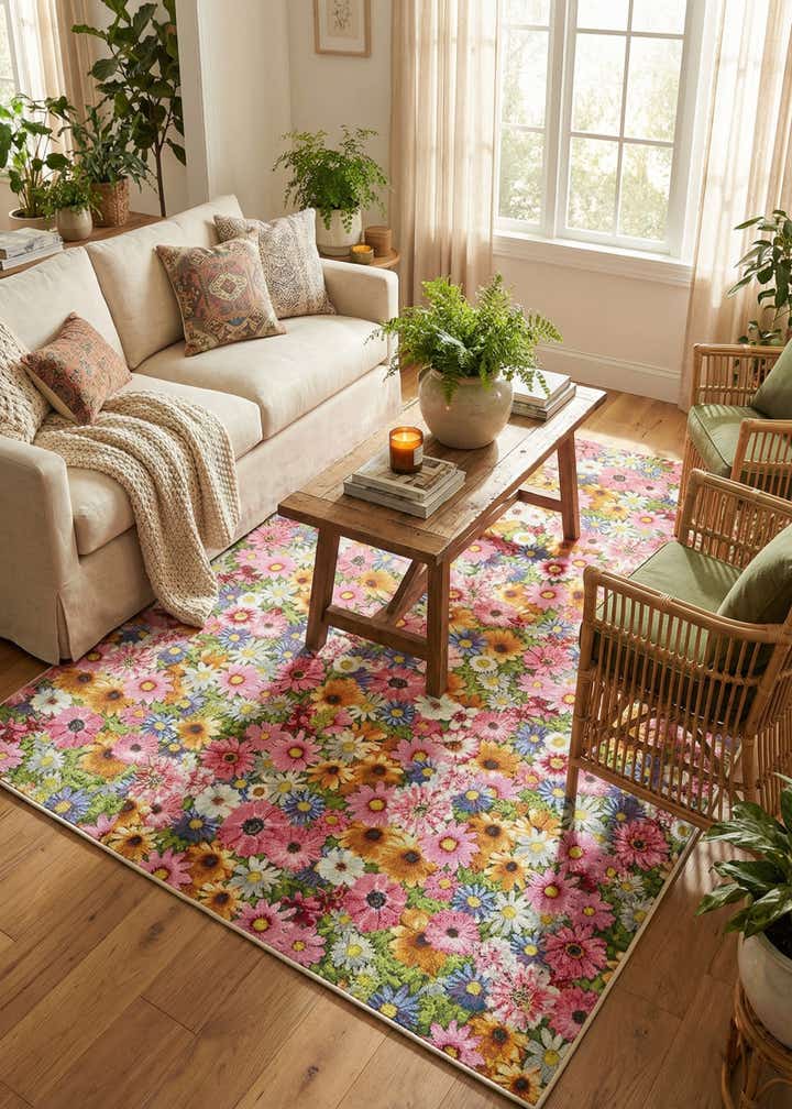 8' x 10' Easy-Clean Botanical Indoor / Outdoor Rug