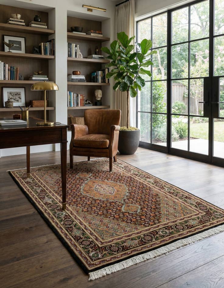 Detail image of  3' 3 x 4' 11  Hand Knotted Tabriz Persian Wool Rug