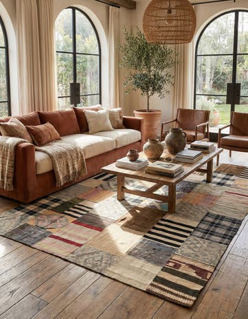 6' 6 x 9' 5 Hand Woven Kilim Patchwork Wool Rug