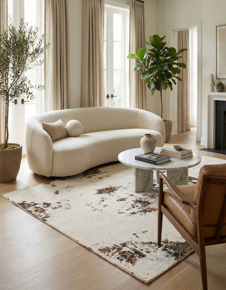 Detail image of 5' 8 x 7'  Hand Knotted Ultra Vintage Persian Wool Rug