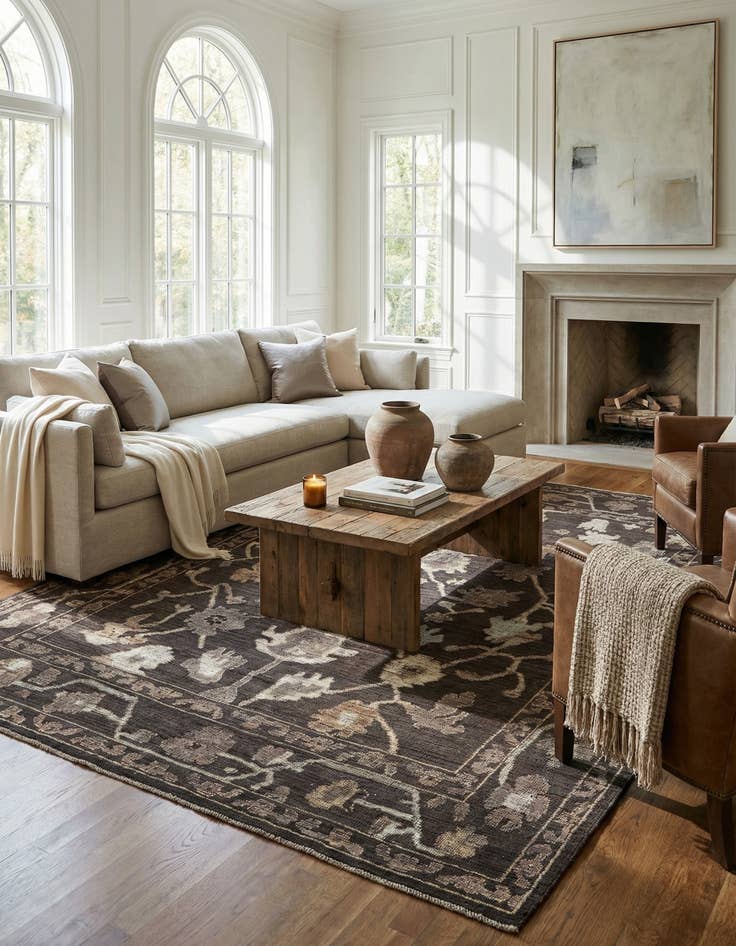 Detail image of 8' 5 x 12' 3 Hand Knotted Oushak Wool Rug