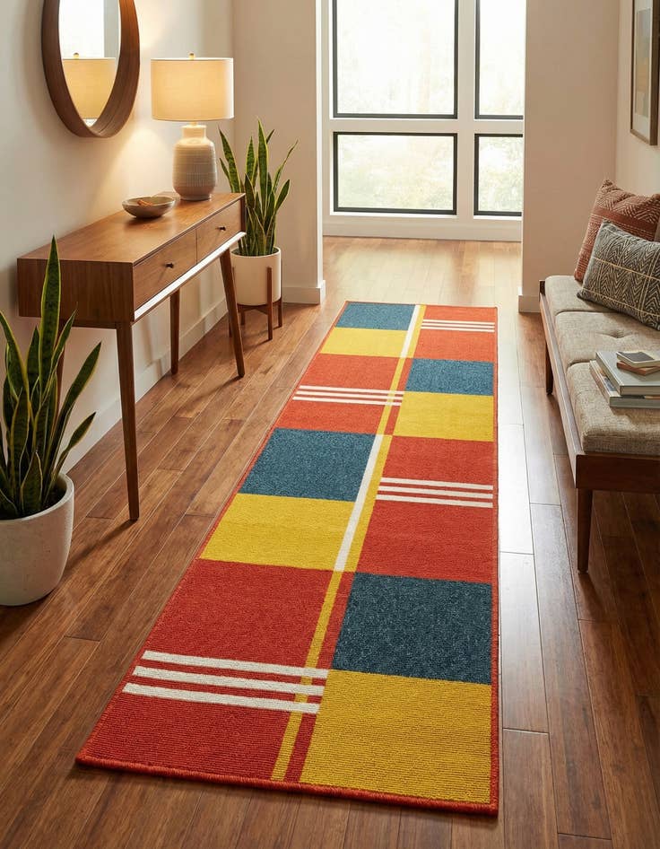 Detail image of  2' x 8'  Washable Modern Indoor / Outdoor Runner Rug