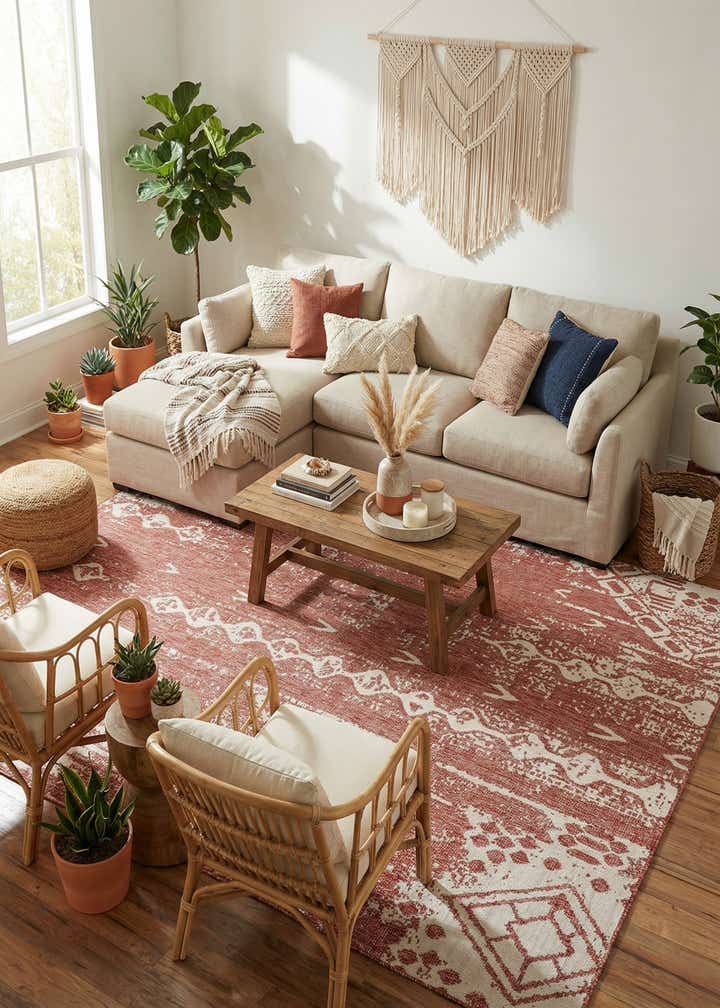 9' x 12' Easy-Clean Bohemian Indoor / Outdoor Rug