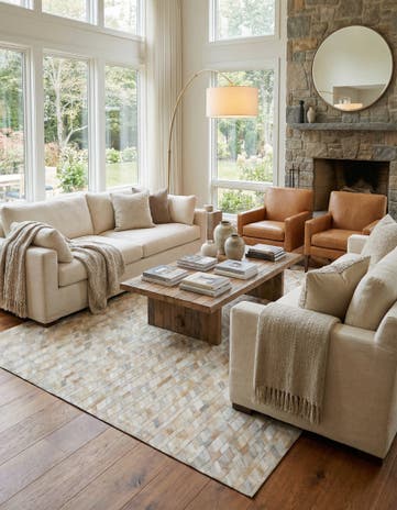 8' x 9' 9 Cowhide Leather Rug